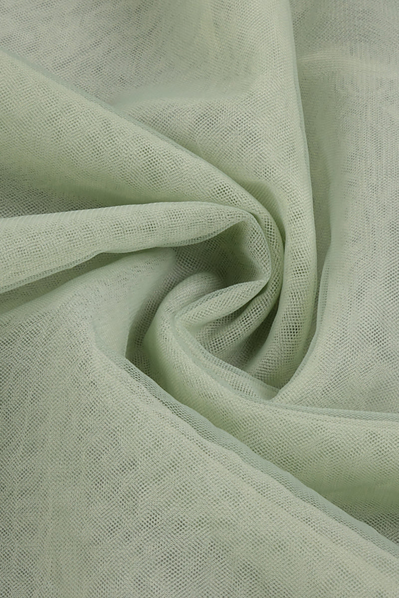 Strapless Tulle Pleated Maxi Dress in Green