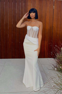Strapless Veiled Corset Gown
