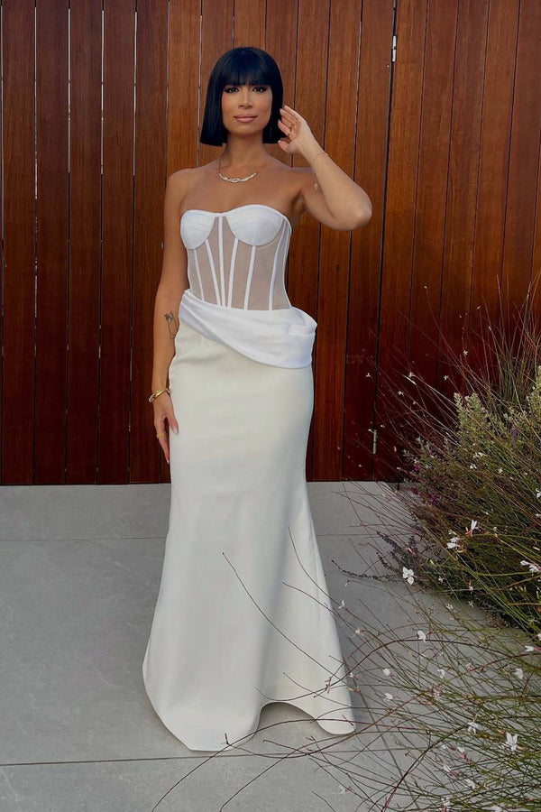 Strapless Veiled Corset Gown