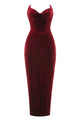 Strapless Velvet Split Maxi Dress