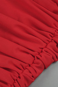 Strapless Draped Mesh Maxi Dress