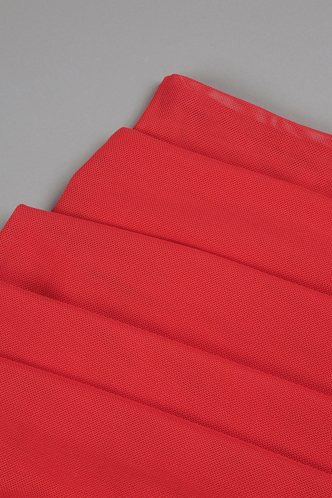 Strapless Draped Mesh Maxi Dress