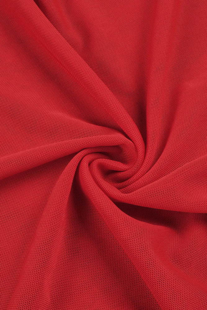 Strapless Draped Mesh Maxi Dress