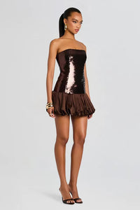 Strapless Sequin Bubble Mini Dress