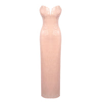 Strapless Sequin Maxi Dress in Champagne