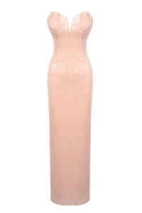 Strapless Sequin Maxi Dress in Champagne