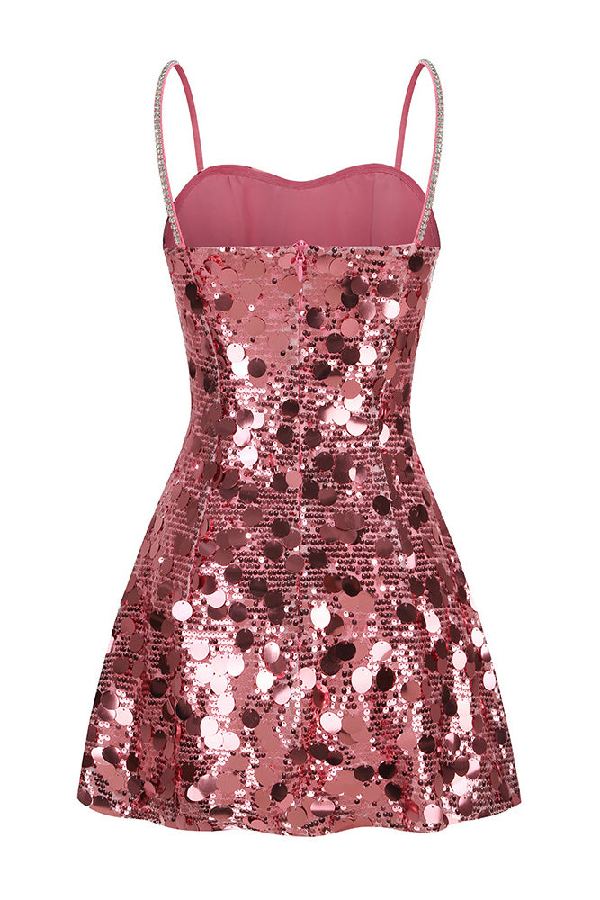 Strapppy Sequin Embellished A-line Dress IULOVER Strapppy Sequin Embellished A-line Dress IULOVER