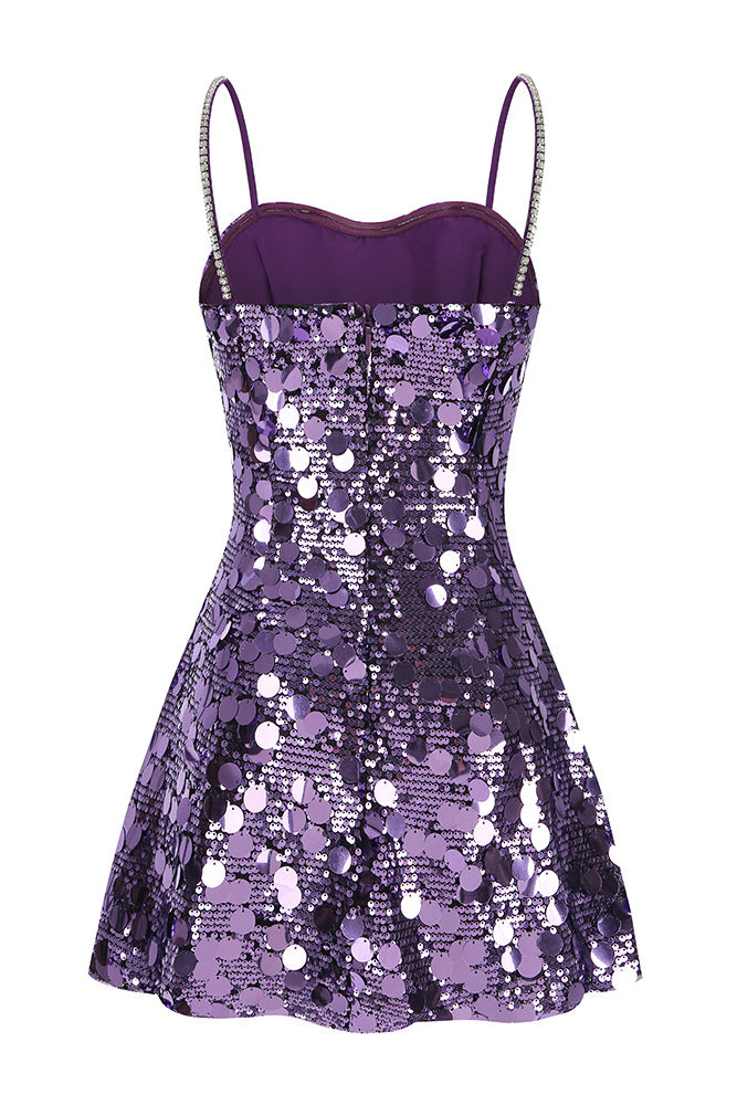 Strapppy Sequin Embellished A-line Dress IULOVER Strapppy Sequin Embellished A-line Dress IULOVER