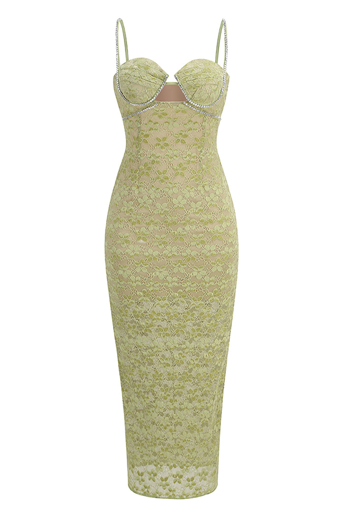 strappy lace bodycon dress Black Contrast Lace Top Strappy Bodycon Midi Dress 16