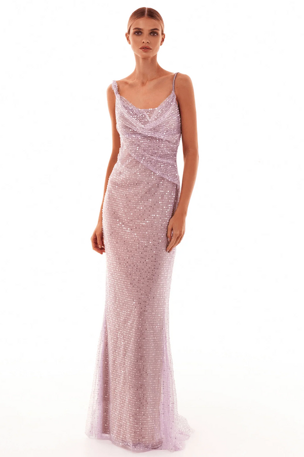 Strappy Crystal Sequin Maxi Dress