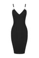 Strappy Cut Stretch sheath Midi Babdage Dress