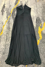 Strappy Deep V Long Slip Bandage Dress in Black