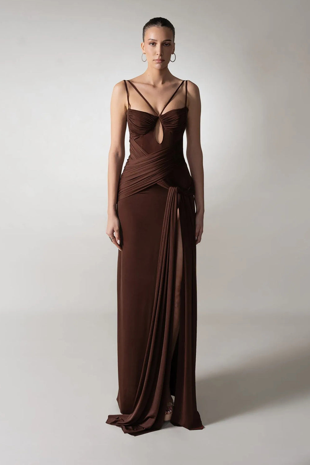 Spaghetti Strap Draped Maxi Dress