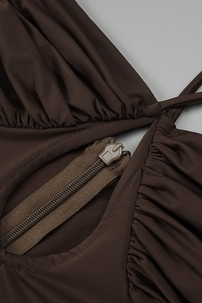 Spaghetti Strap Draped Maxi Dress