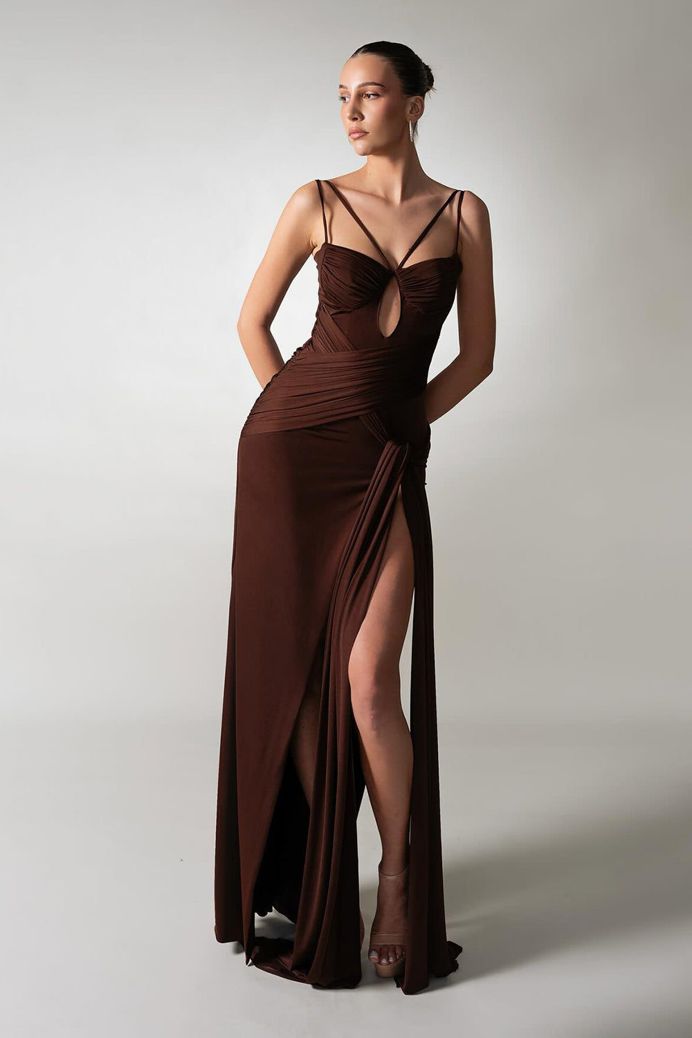 Spaghetti Strap Draped Maxi Dress