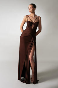 Spaghetti Strap Draped Maxi Dress