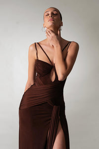 Spaghetti Strap Draped Maxi Dress