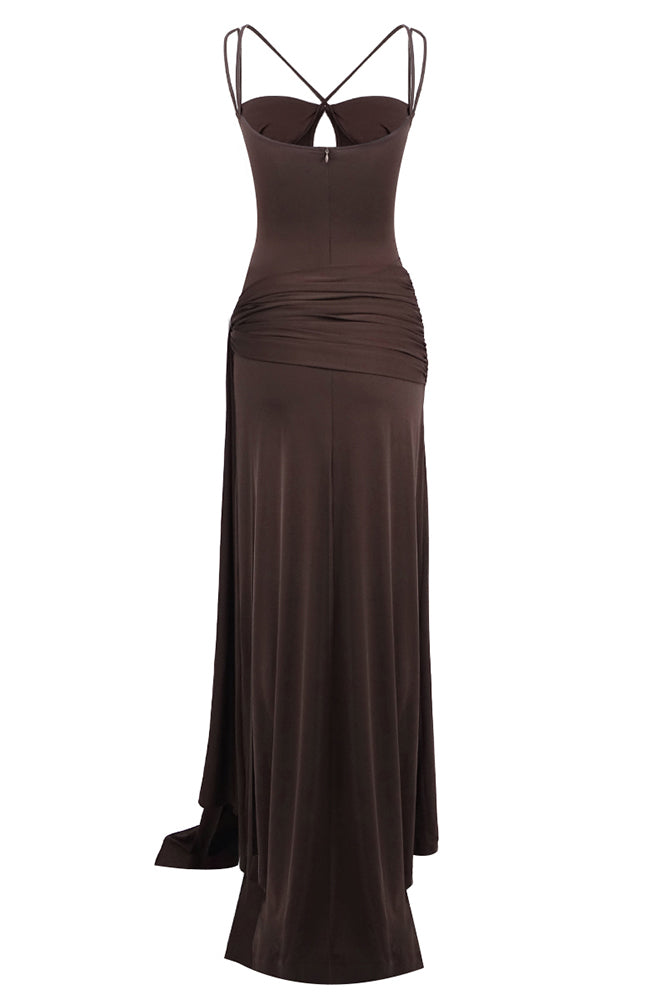 Spaghetti Strap Draped Maxi Dress