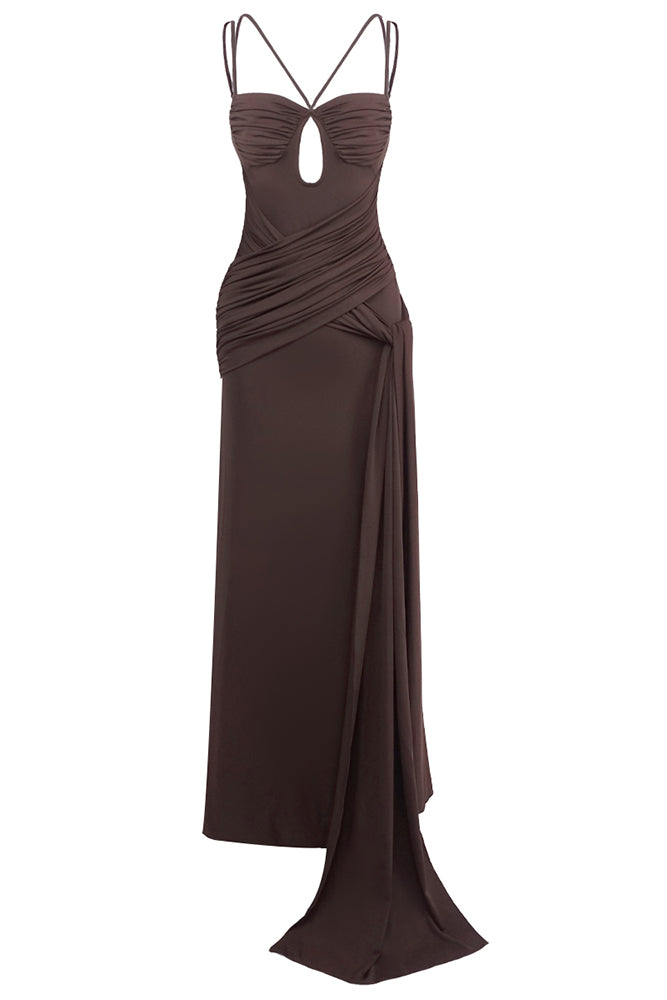 Spaghetti Strap Draped Maxi Dress