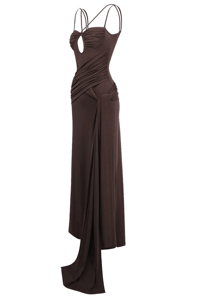 Spaghetti Strap Draped Maxi Dress