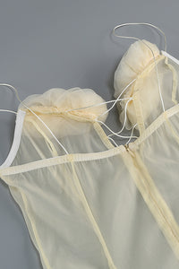 Strappy Petal Layerd Tulle A-line Dress
