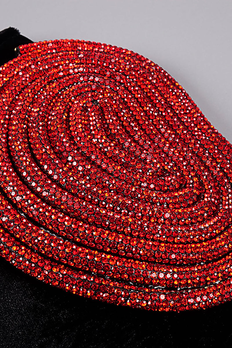 Strappy Red Crystal Heart Velvet Mini Dress