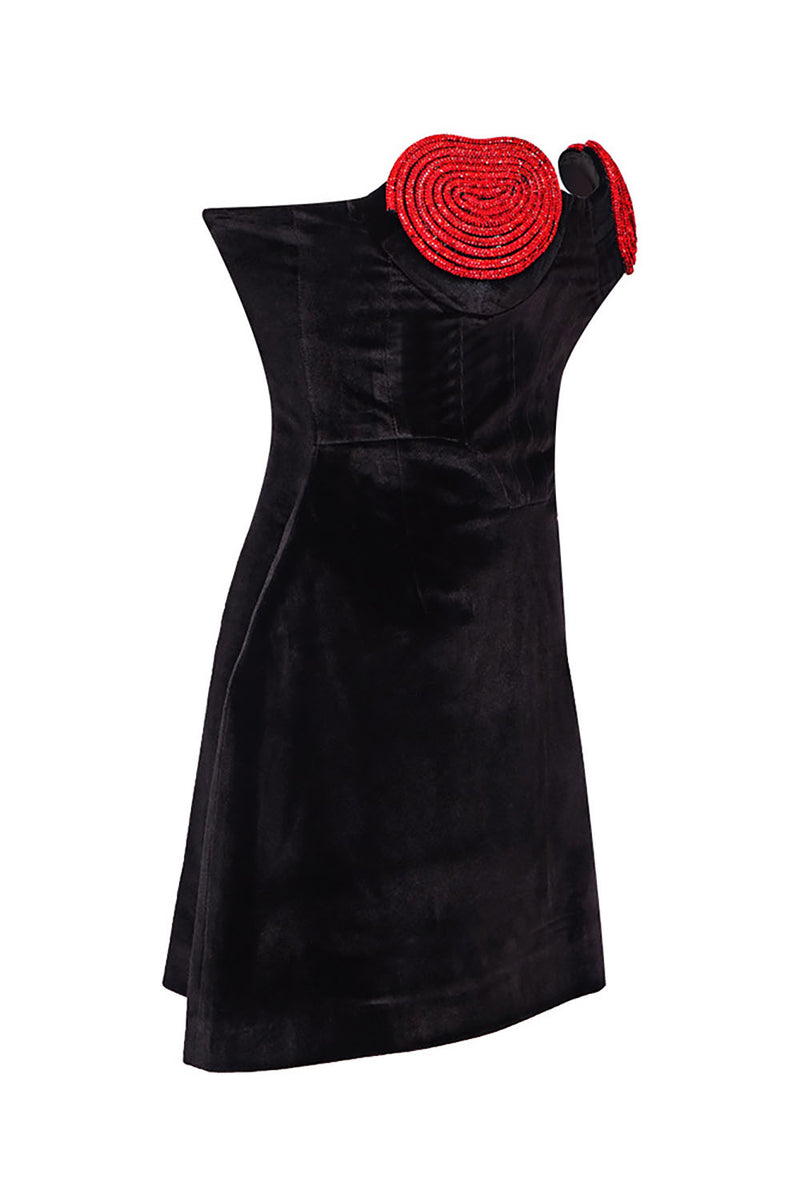 Love That Lasts Velvet Heart Tulle Mini Dress (Red)