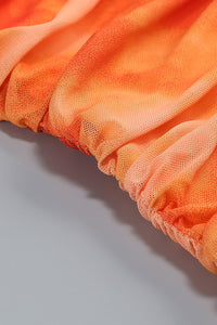 Spaghetti Strap Ruched Mesh Dress