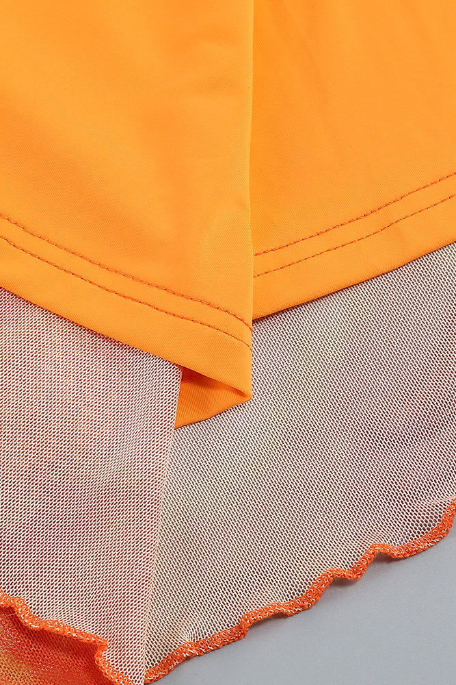 Spaghetti Strap Ruched Mesh Dress