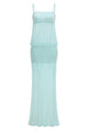 Strappy See-Through Maxi Dress in Aqua Blue