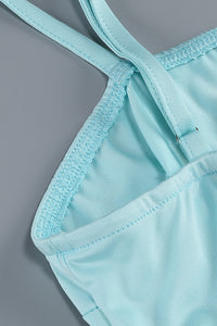 Strappy See-Through Maxi Dress in Aqua Blue