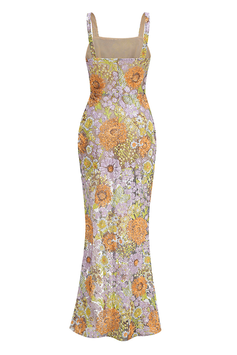 Seqiun Floral-embroidered Maxi Dress in Multi