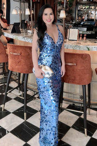 Strappy Sequin Sequin-embroidered Gown