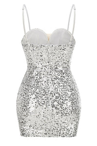 Strappy Sequin Pearl Mini Dress