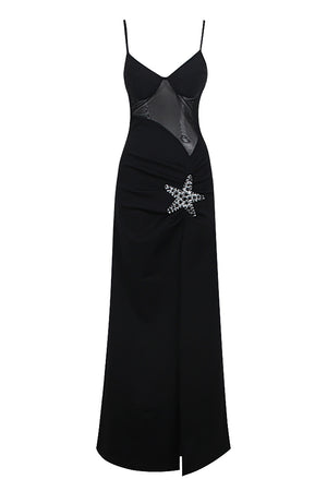Vestido maxi com tiras Starfish Bustier em preto