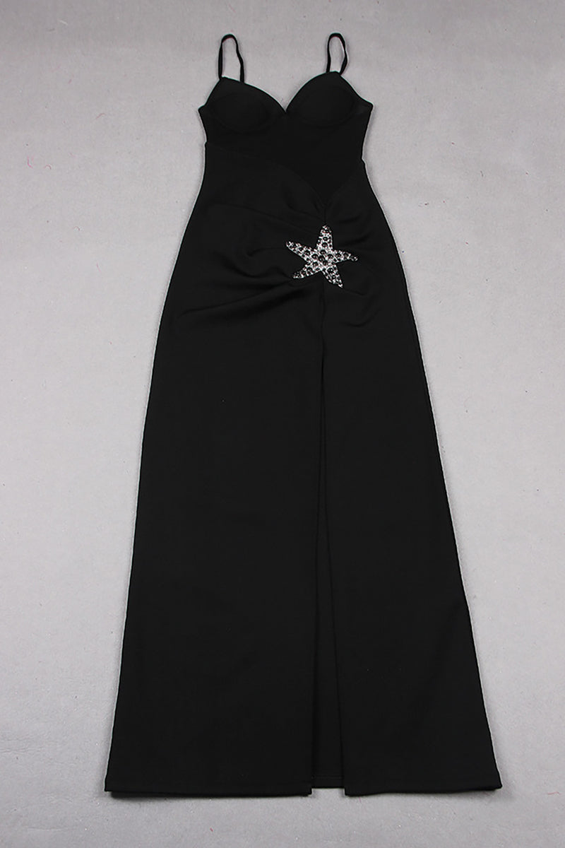Strappy Starfish Bustier Maxi Dress In Black