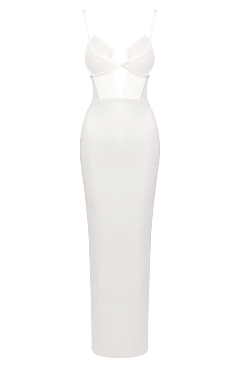 white cut out maxi dress Strappy Cut-out Maxi Dress in Whtie White / XS