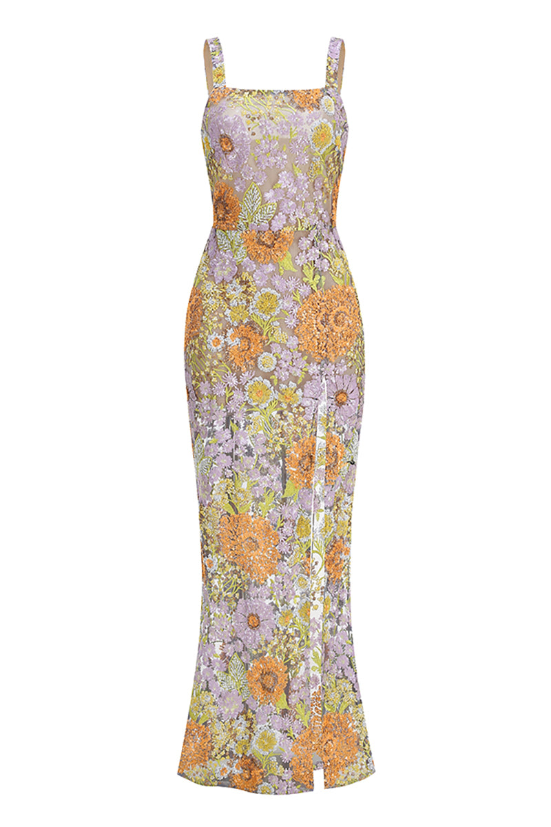 Seqiun Floral-embroidered Maxi Dress in Multi