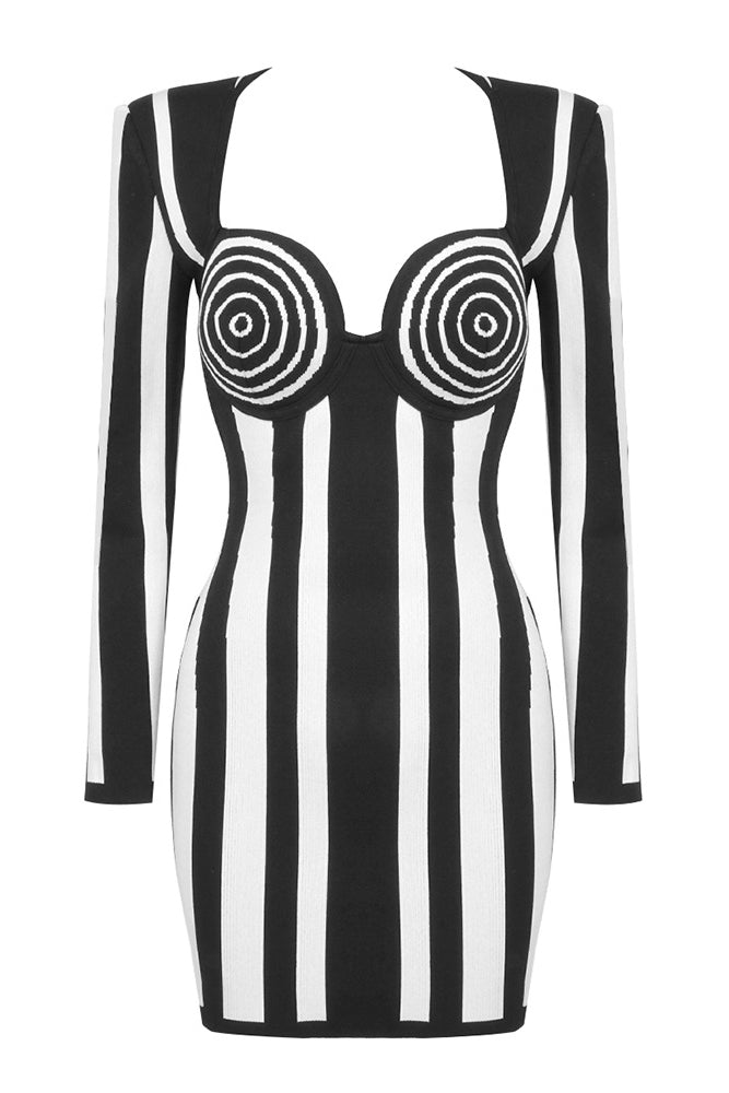 Striped Bandage Mini Dress IULOVER Striped Bandage Mini Dress IULOVER