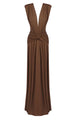 Plunge Ripple Draped Maxi Dress