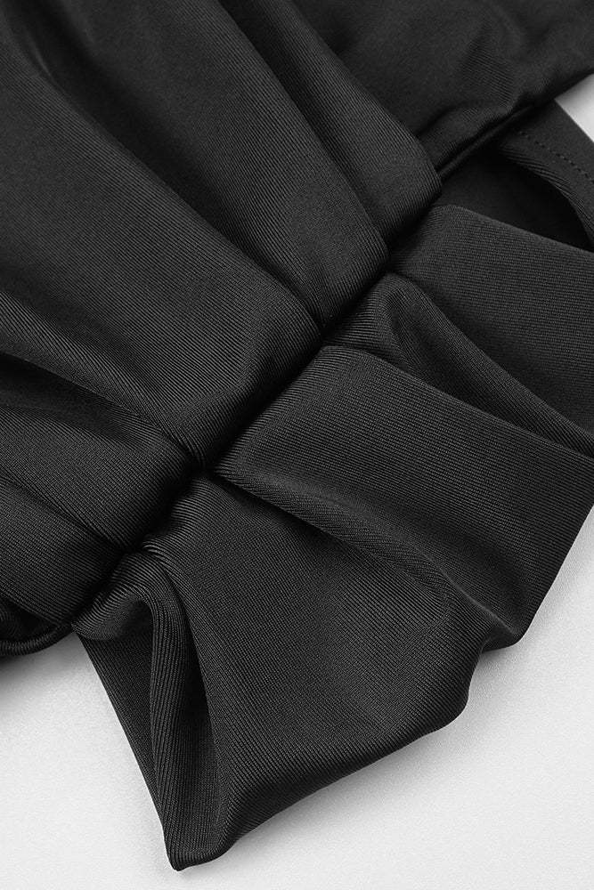 See-Through Draped High-Slit Maxi Dress