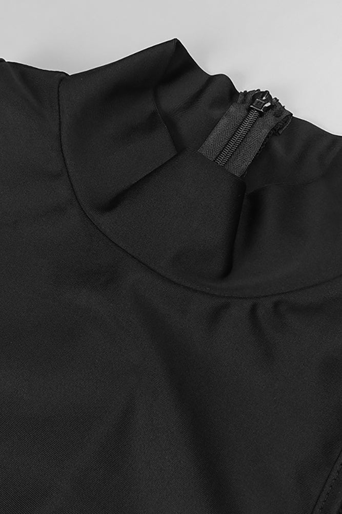 See-Through Draped High-Slit Maxi Dress