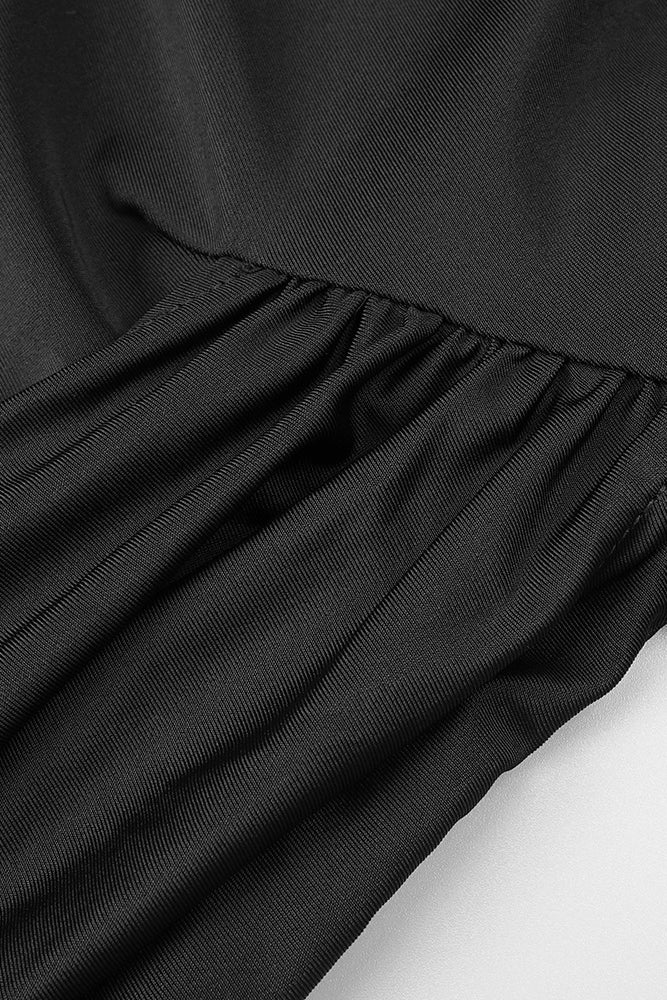 See-Through Draped High-Slit Maxi Dress