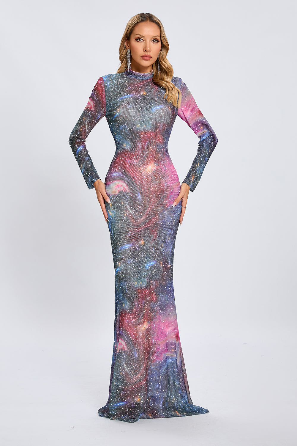 Tie-dye Effect Maxi Evening Gown