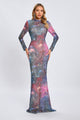 Tie-dye Effect Maxi Evening Gown