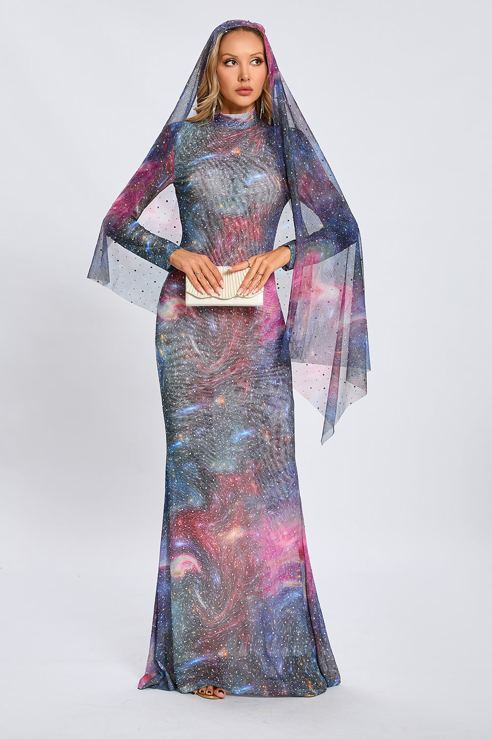 Tie-dye Effect Maxi Evening Gown