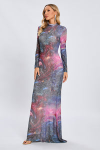 Tie-dye Effect Maxi Evening Gown