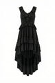Tiered High-Low Ruffle Maxi Dress in Black