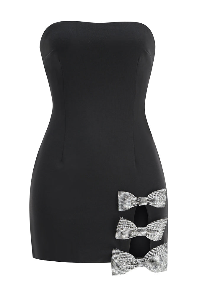 knee length dresses for ladies Elegant Summer Strapless Black Cut-Out Bodycon Tube Mini Dress S / Black main image 1