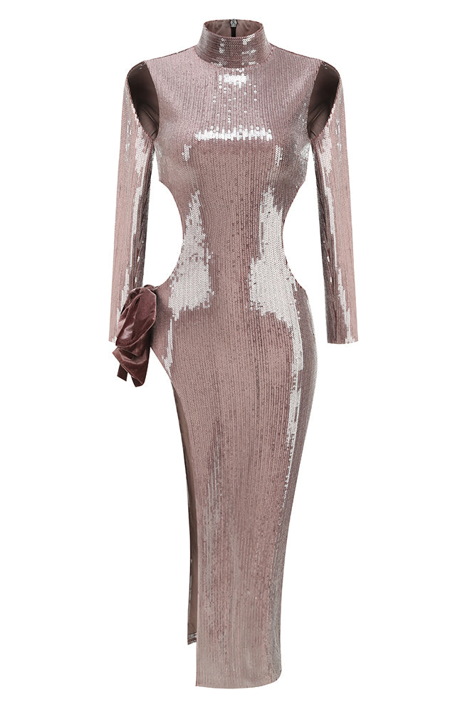turtleneck glitter dress Sequins Turtleneck Dress